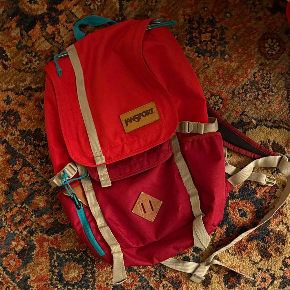 Jansport Red and Tan Backpack for Men
